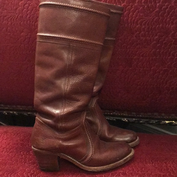 FRYE Jane Tall Leather Boots in Cognac - Picture 4 of 8
